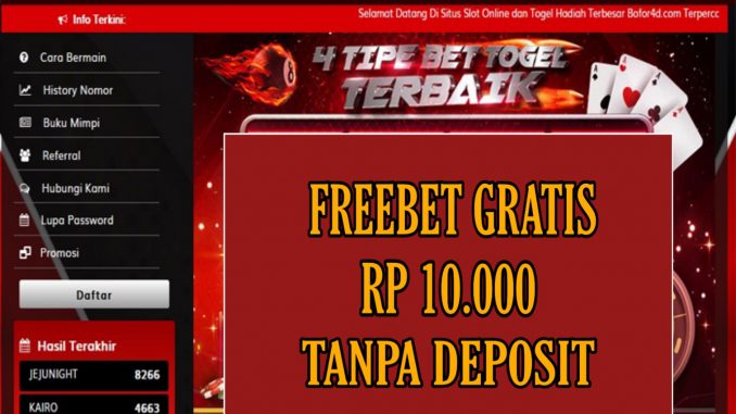 FOR4D FREEBET GRATIS RP 10.000 TANPA DEPOSIT